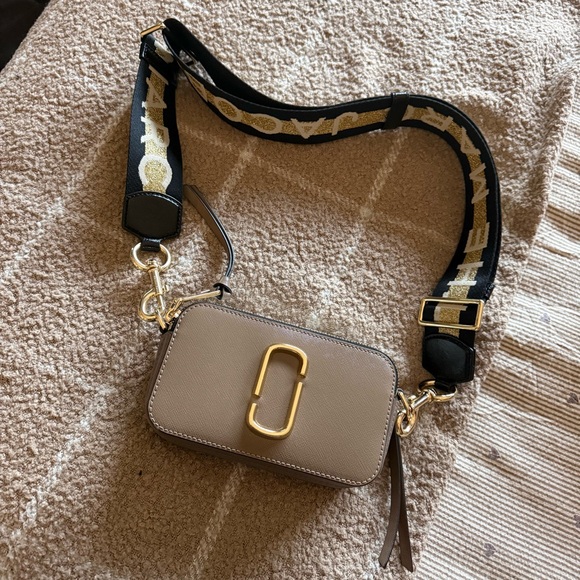 Marc Jacobs Taupe Crossbody Bag with Gold Accents